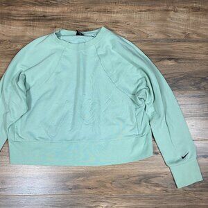 Nike Dri-FIT Embossed Fleece Cropped Training Top Women's Size L Color Pistachio